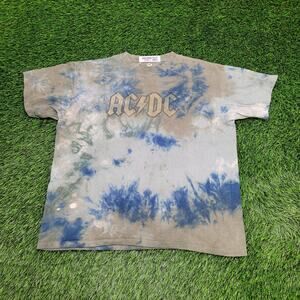ACDC Band Tie-Dye Shirt Large 23x25 Liquid-Blue